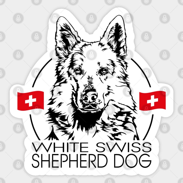 White Swiss Shepherd Dog Portrait Sticker by wilsigns